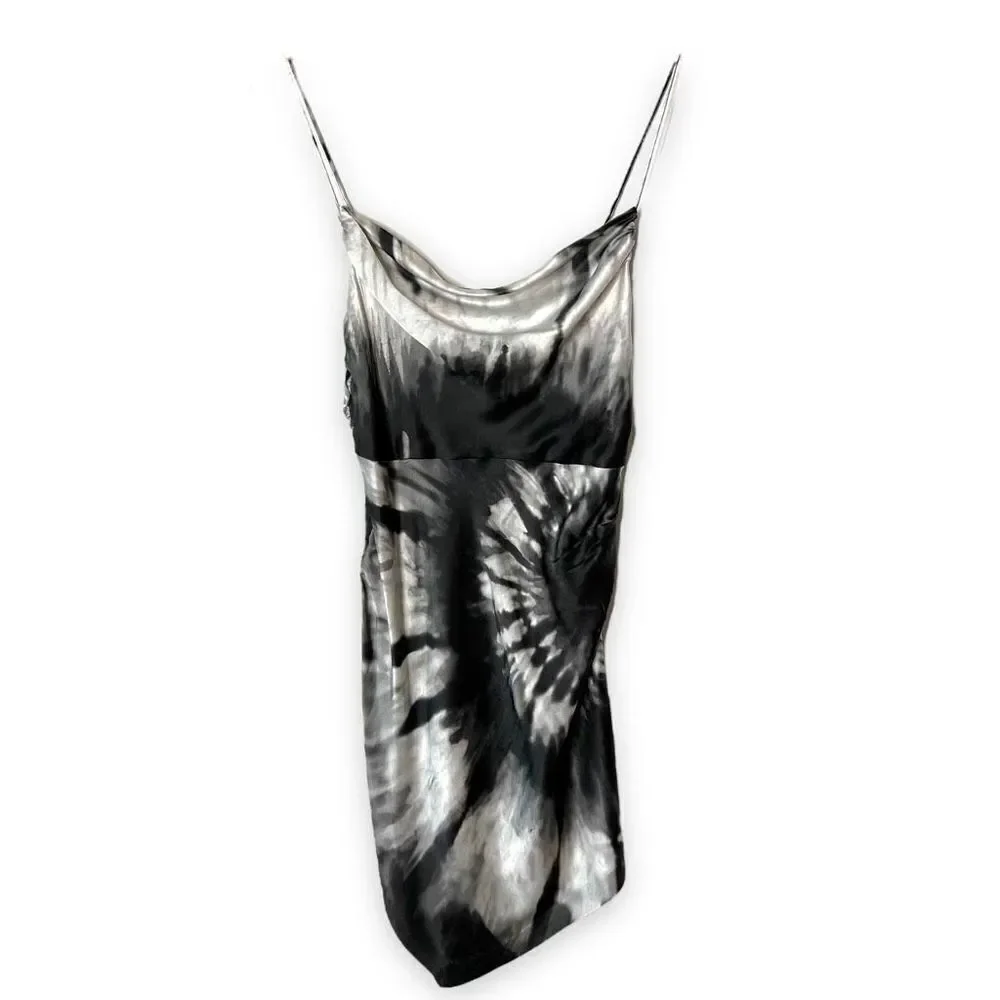 Retrofete Auris Dress Auris Silk Cocktail Mini Dress Tie Dye Square Neck Size S
